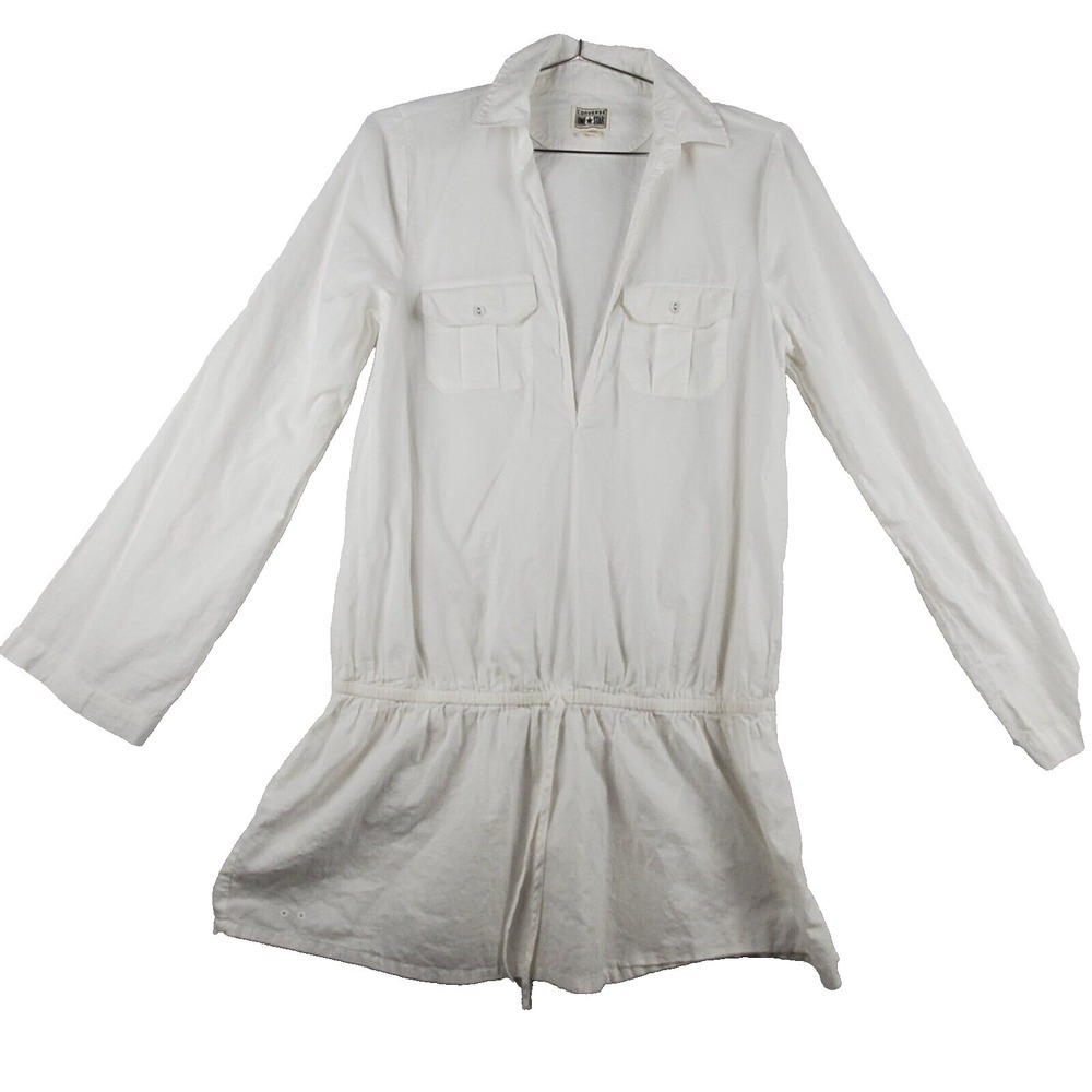 Converse Tunic Top Womens Small White Cotton Long Sleeve Cottagecore Lightweight